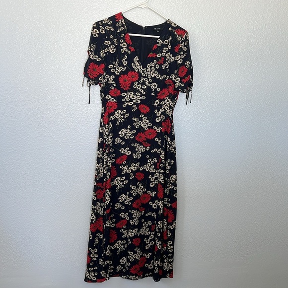Madewell Midi Floral Dress Peekaboo-Sleeve Midi Dress in Hillside Daisies size 2 - Picture 4 of 8